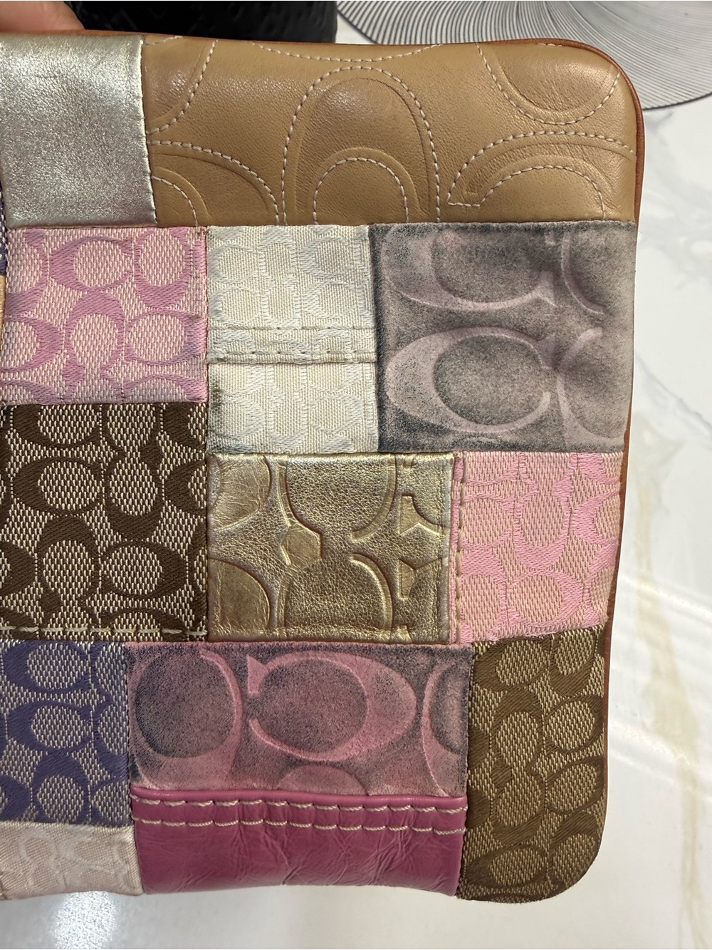 Coach Patchwork Crossbody Bag in Tan, Pink, Purple, Cream - Picture 10 of 10